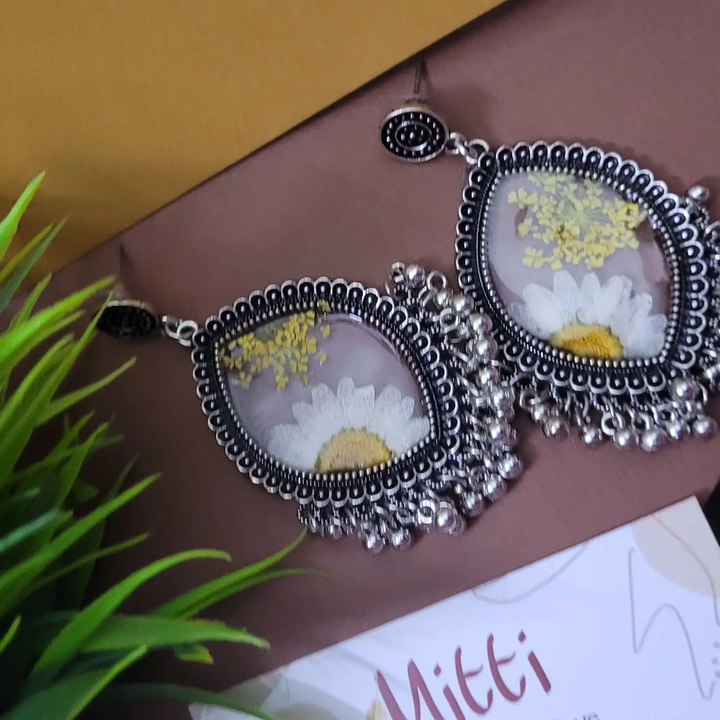 White Floral Resin Jhumka