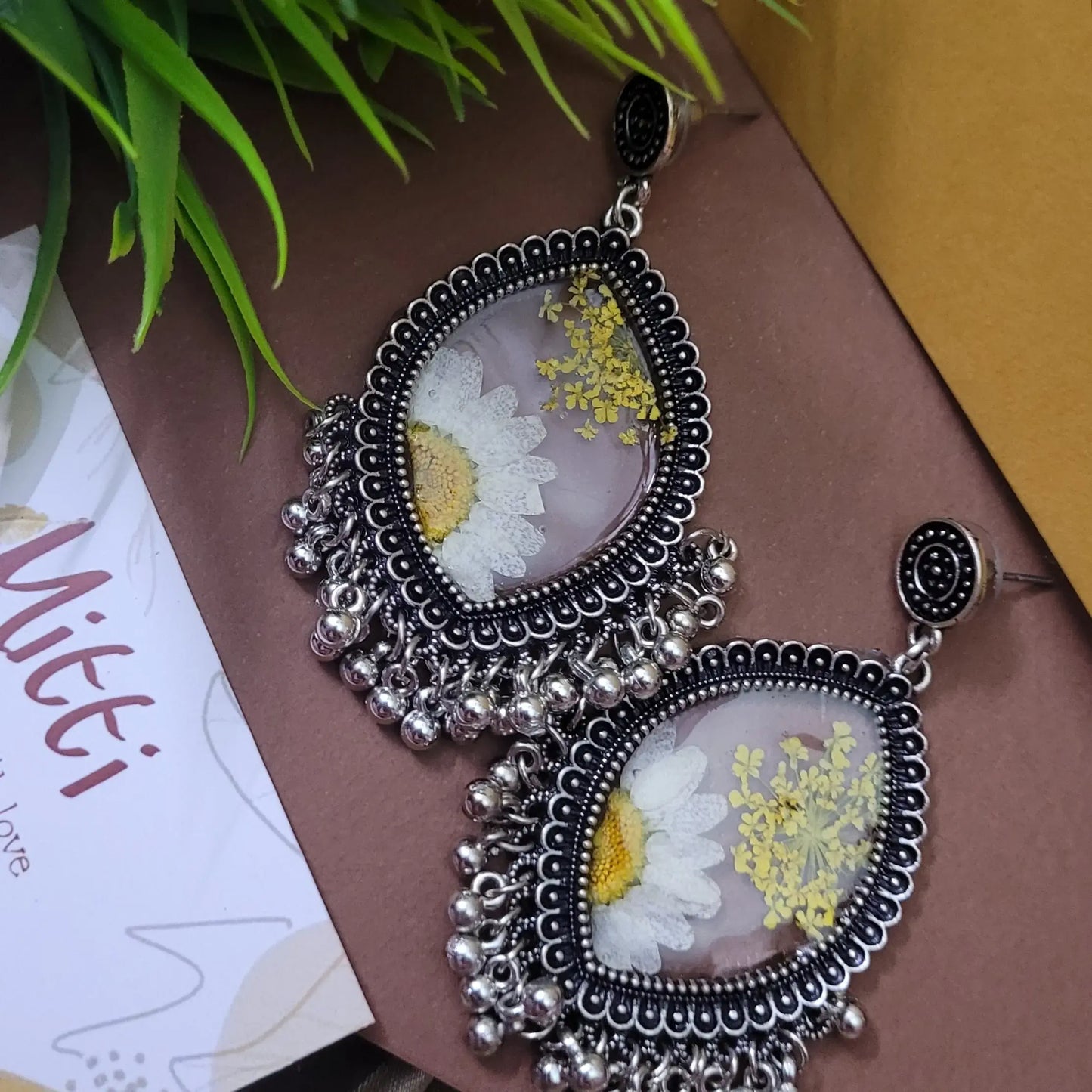 White Floral Resin Jhumka