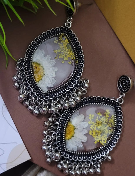White Floral Resin Jhumka