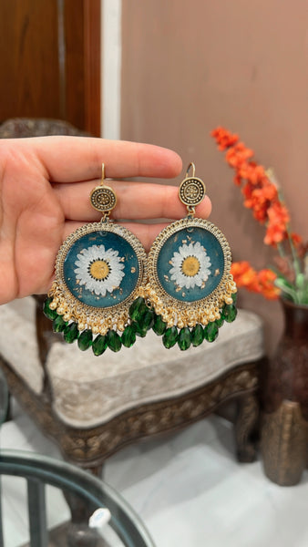 Emerald Daisy Jhumkas