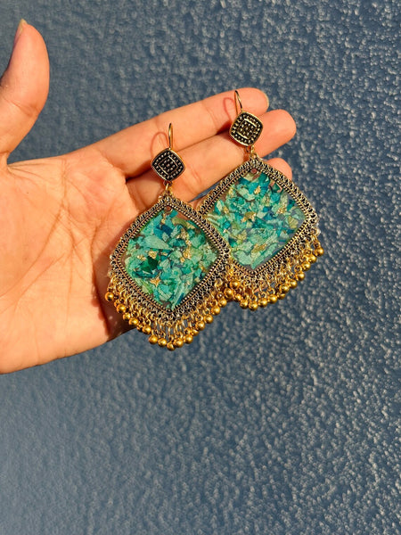 Real Blue Rose Jhumki